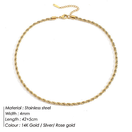 Fashion Double Layer Necklace Twist Chain Necklace Stainless Steel  Gold Plated Necklace