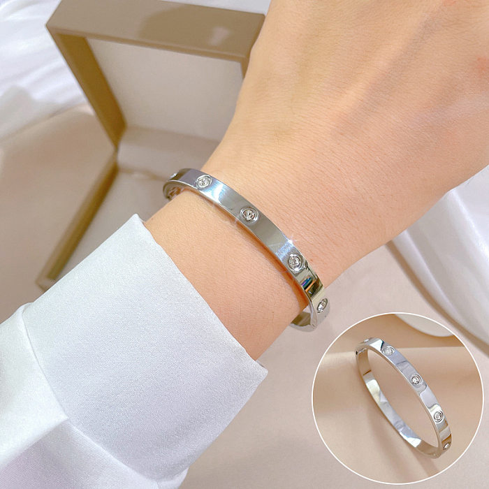 Classic Style Solid Color Titanium Steel Plating Bangle