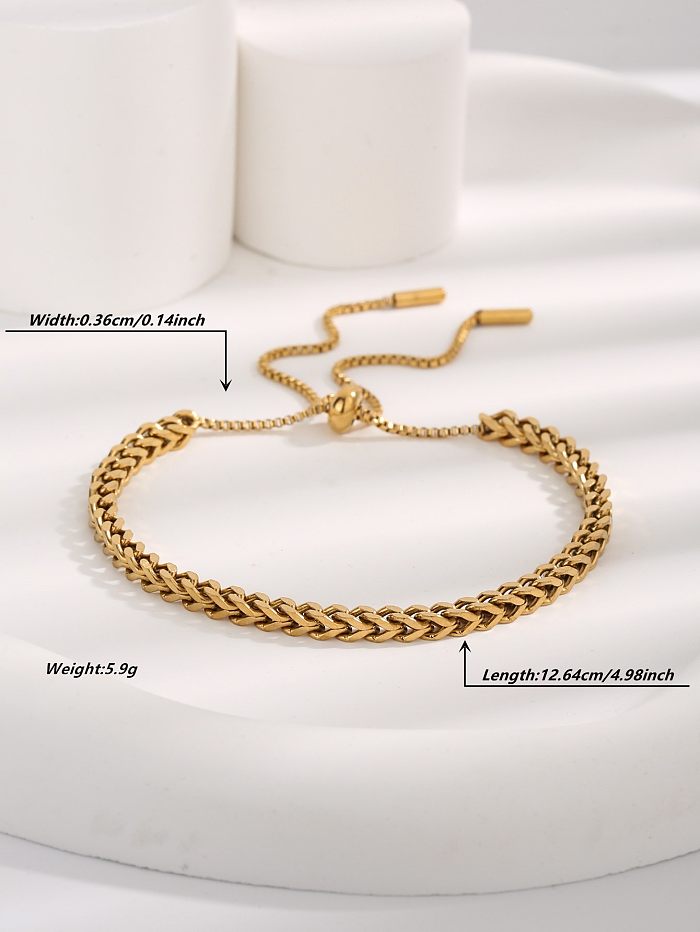Elegante streetwear cor sólida pulseiras banhadas a ouro de aço inoxidável