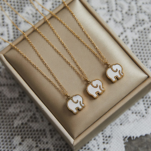 Pastoral Animal Stainless Steel Gold Plated Shell Necklace 1 Piece