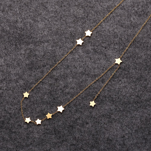 Modern Style Star Stainless Steel  Polishing Plating Gold Plated Necklace