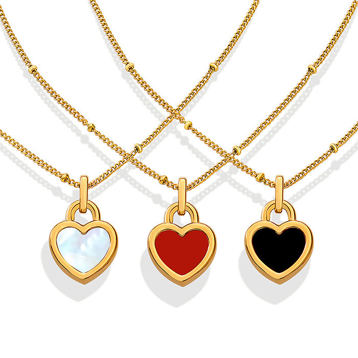 Fashion Simple Heart-shaped Double-sided Pendant Stainless Steel Necklace