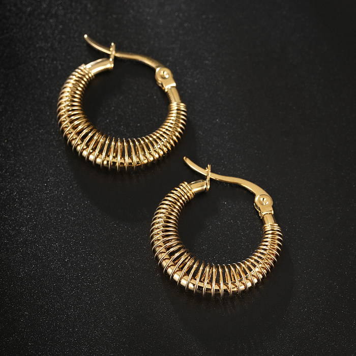1 Pair Vintage Style Circle Stainless Steel  Plating 18K Gold Plated Earrings