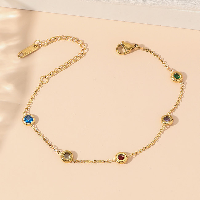 Bracelets plaqués or 18 carats avec incrustation de strass en acier titane de couleur unie artistique Glam élégant