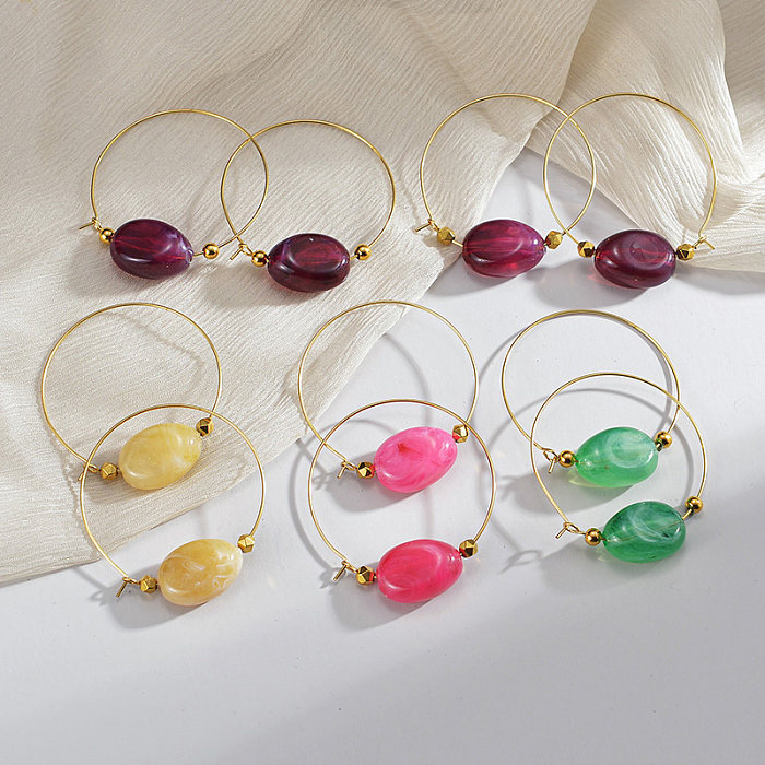 Boucles d'oreilles plaquées en acier inoxydable, couleur unie, 1 paire