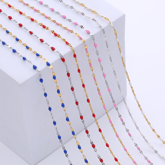 Simple Style Geometric Stainless Steel  Epoxy Chain Necklace