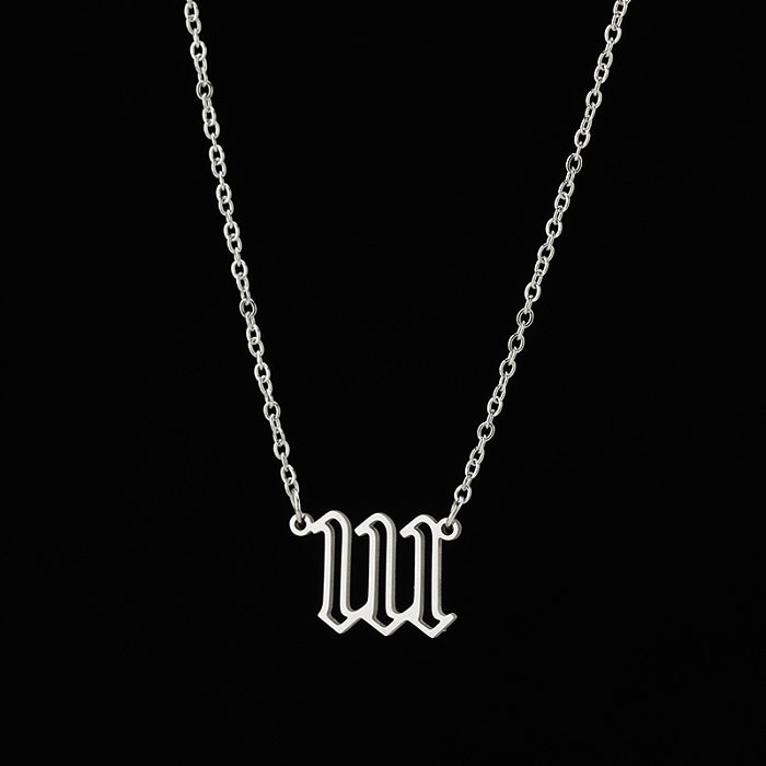 Collier pendentif en acier inoxydable avec numéro de mode pour femmes, placage de colliers en acier inoxydable