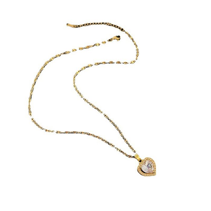 Collier pendentif géométrique en forme de cœur en acier inoxydable, chaîne en diamant, colliers en acier inoxydable