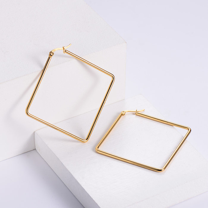 Stainless Steel Square Coil Fashion Earrings Wholesale Jewelry jewelry