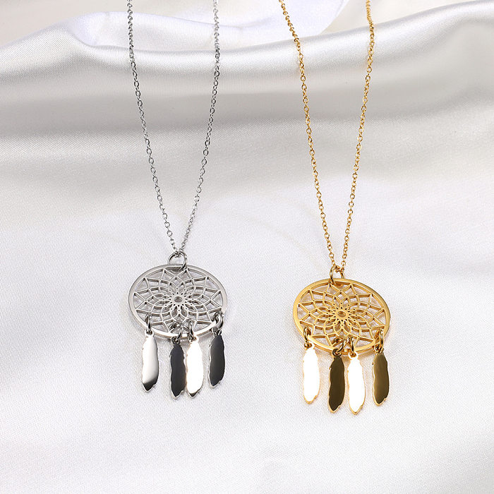 Simple Style Round Stainless Steel Plating Gold Plated Pendant Necklace