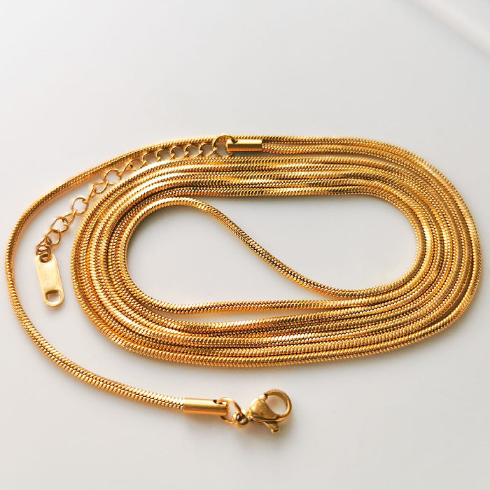 Colar com pingente banhado a ouro, estilo simples, cor sólida, aço inoxidável