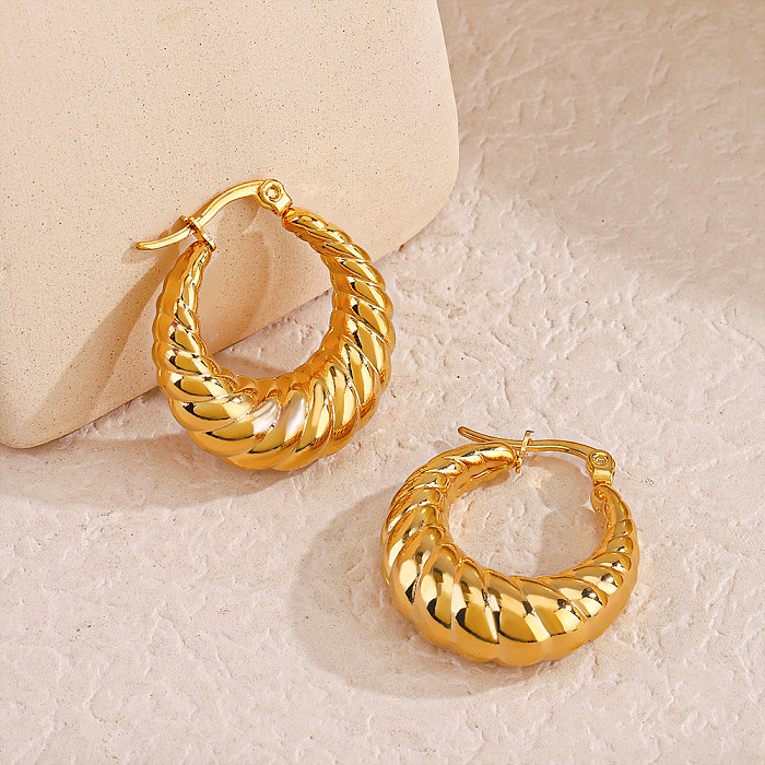 1 Pair Simple Style Round Plating Stainless Steel  18K Gold Plated Earrings