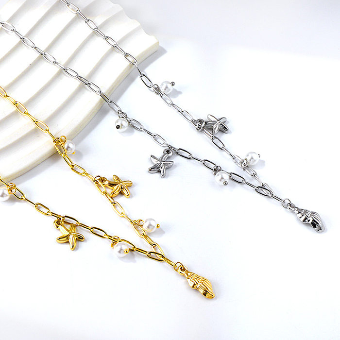 Simple Style Solid Color Stainless Steel  Stainless Steel Plating Gold Plated Pendant Necklace