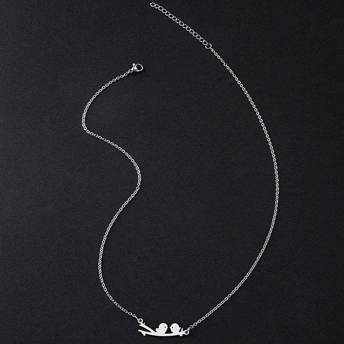 Simple Style Bird Stainless Steel  Pendant Necklace Irregular Stainless Steel  Necklaces 1 Piece