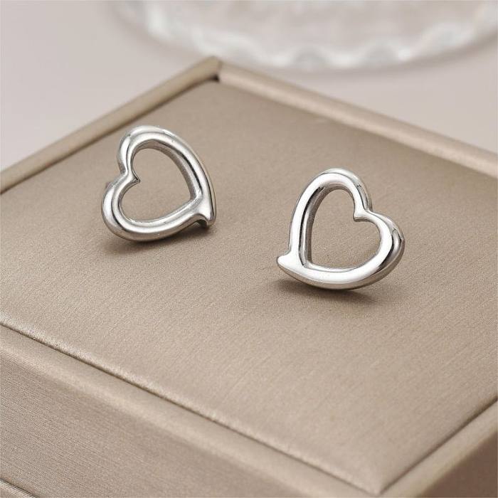 1 Pair IG Style Sexy Shiny Heart Shape Irregular Plating Hollow Out Stainless Steel  18K Gold Plated Ear Studs