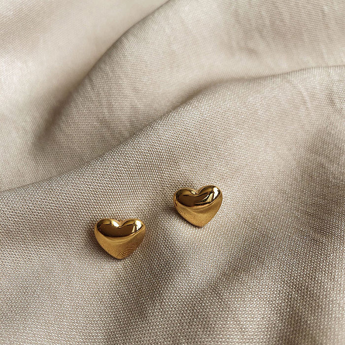 Simple Style Heart Shape Stainless Steel  Ear Studs 1 Pair