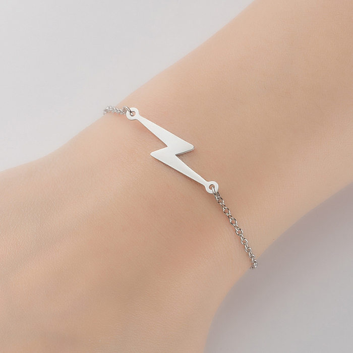 Pulseras de acero de titanio con relámpago en forma de corazón y estrella de moda de 1 pieza