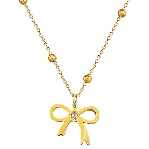 IG Style Bow Knot Stainless Steel Plating Pendant Necklace
