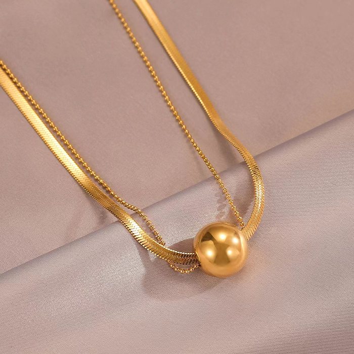 Casual Simple Style Solid Color Stainless Steel Plating 18K Gold Plated Necklace