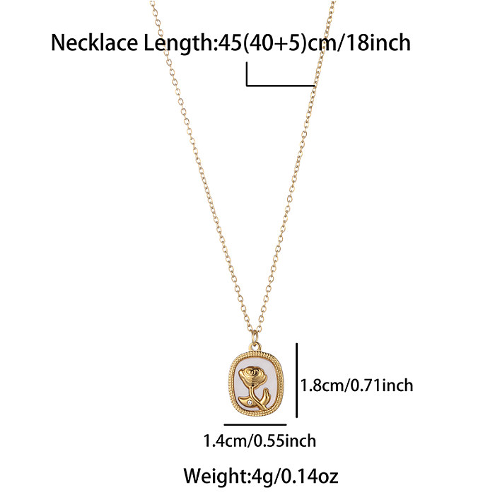 Simple Style Rose Stainless Steel  Plating 18K Gold Plated Pendant Necklace