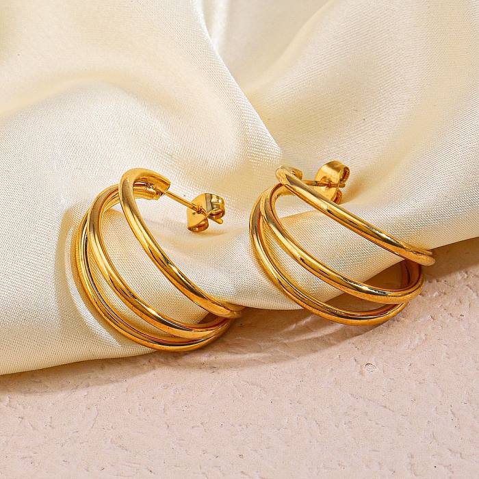 1 Pair Classic Style Geometric Plating Stainless Steel  18K Gold Plated Earrings