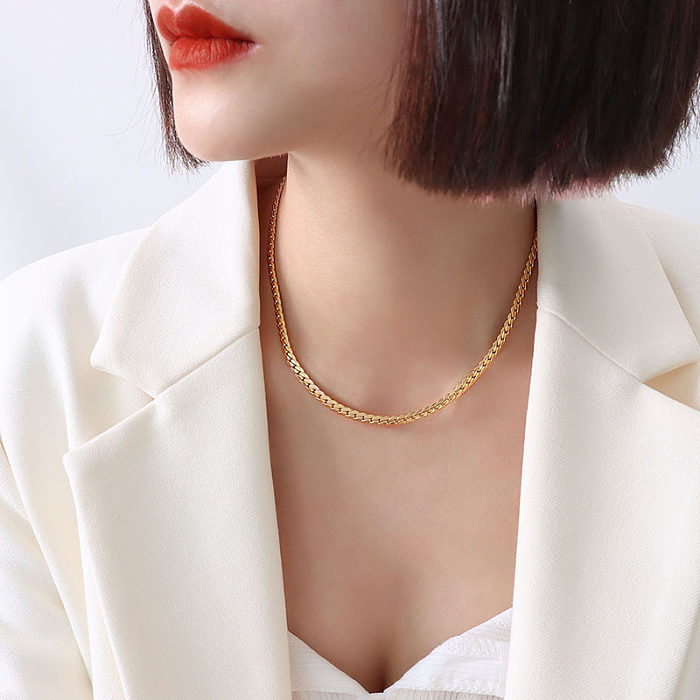 Collar de estilo de diseño de doble Chocke, pulsera de collar de oro real de acero inoxidable 18
