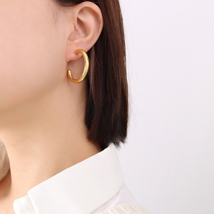 Fashion All-match High-quality Temperament C-shaped Stainless Steel  Earrings