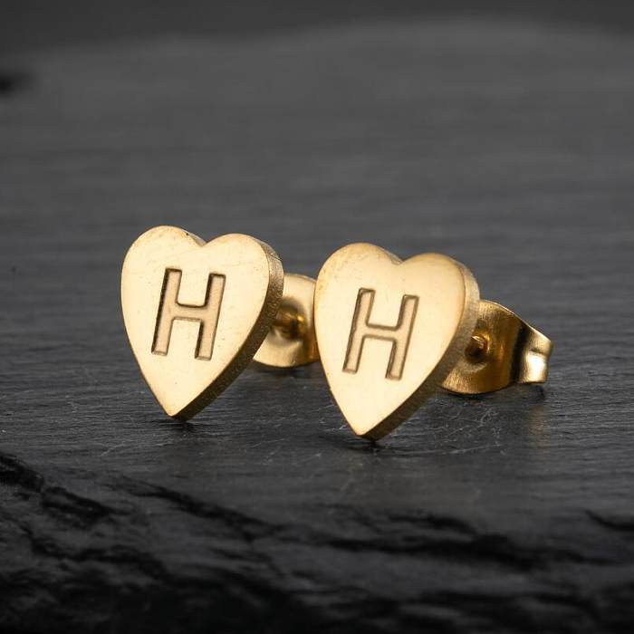 1 Pair Fashion Letter Heart Shape Stainless Steel Plating Ear Studs