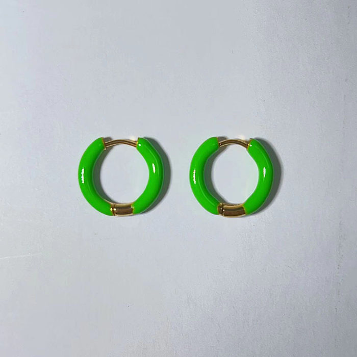 1 Pair Simple Style Color Block Enamel Stainless Steel  Earrings