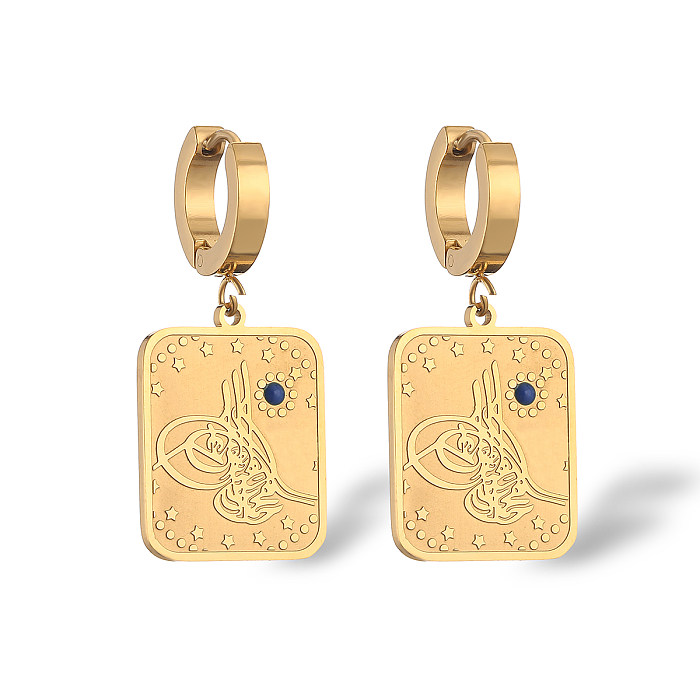 1 Pair Simple Style Commute Geometric Plating Stainless Steel 18K Gold Plated Drop Earrings