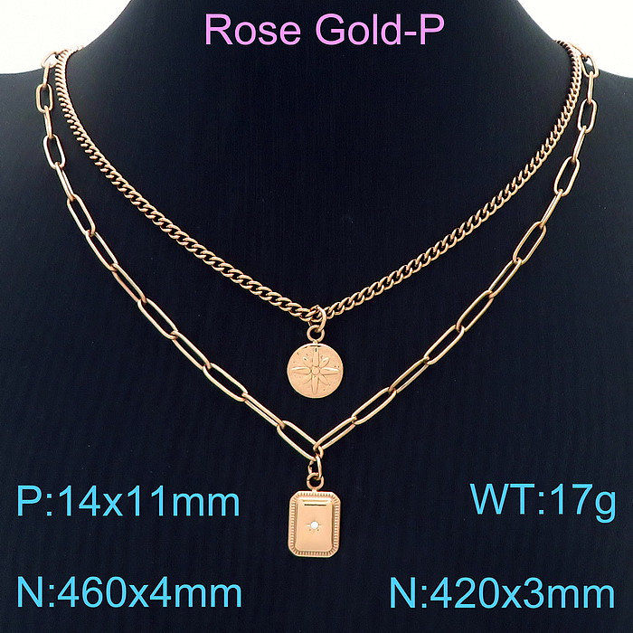 Simple Style Classic Style Star Heart Shape Stainless Steel Plating 18K Gold Plated Pendant Necklace