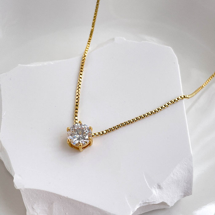 Collar con colgante de diamantes de imitación con incrustaciones de acero inoxidable geométrico de estilo Simple elegante para mujer