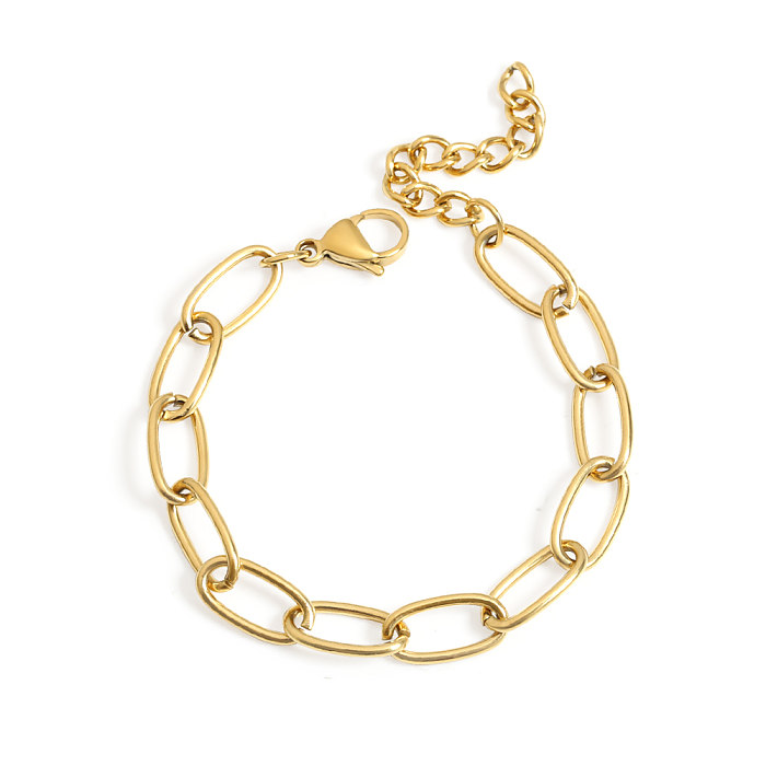 Bracelets plaqués or 18 carats, chaîne de placage en acier inoxydable de couleur unie, style simple, vente en gros