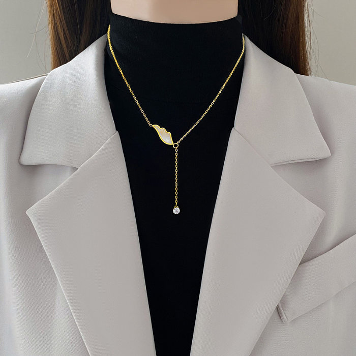 Damen-Halskette mit geometrischem Anhänger aus Edelstahl