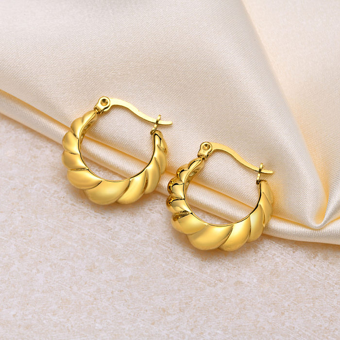 1 Paar Retro-Ohrringe im schlichten geometrischen Stil aus vergoldetem Edelstahl