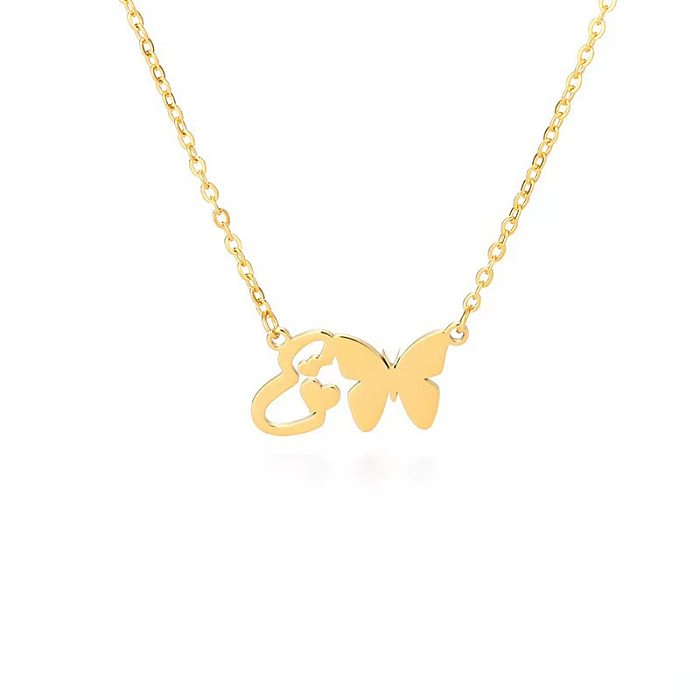 Simple Style Letter Stainless Steel  Stainless Steel Plating Gold Plated Pendant Necklace