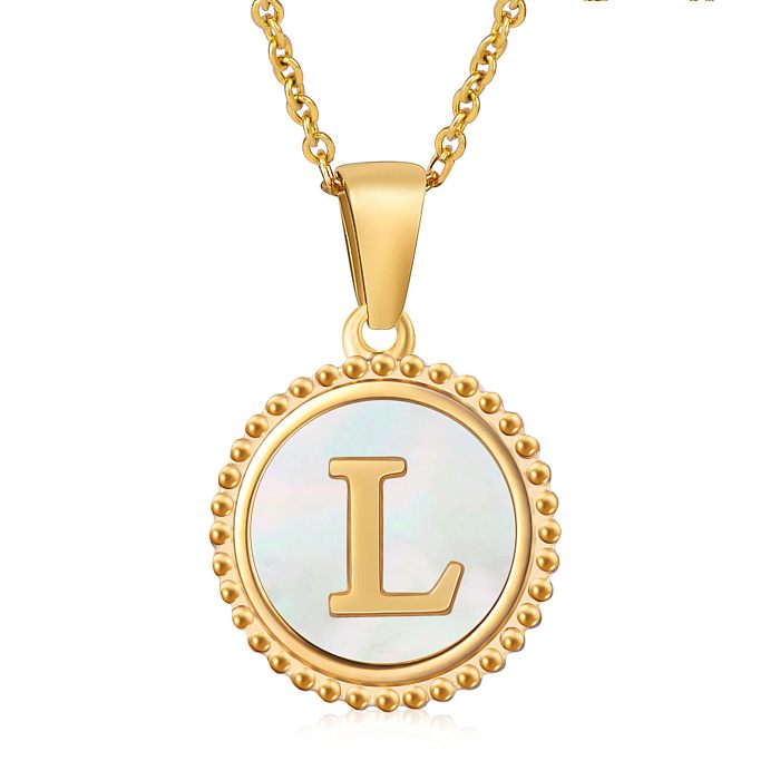 1 Piece Casual Letter Stainless Steel  Plating Inlay Shell Pendant Necklace