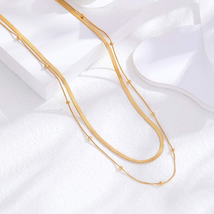 Wholesale Simple Style Classic Style Ball Stainless Steel 24K Gold Plated Necklace