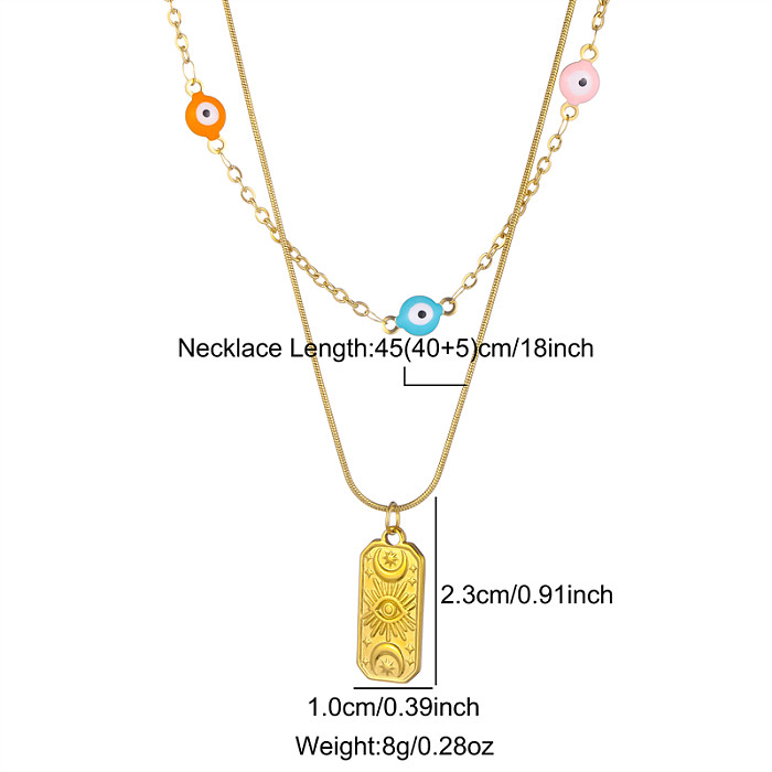 Luxurious Solid Color Stainless Steel  Enamel Plating Inlay Zircon 18K Gold Plated Necklace
