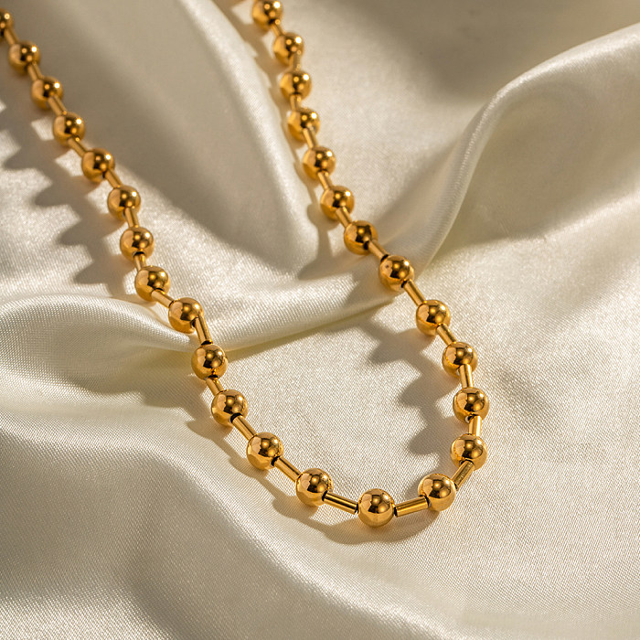 Collar chapado en oro de 18 quilates con revestimiento de acero inoxidable con bola retro