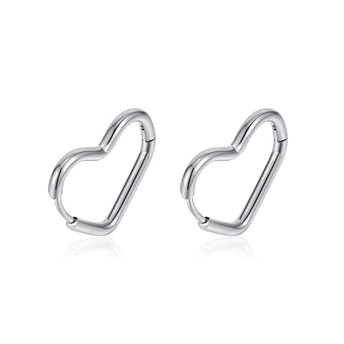 1 Pair Simple Style Heart Shape Stainless Steel  Stainless Steel Earrings