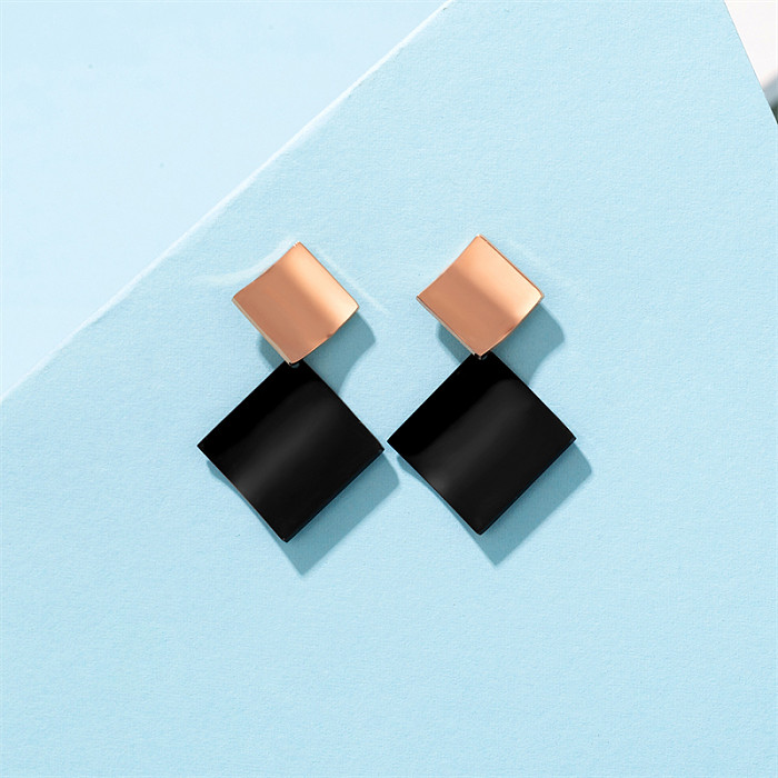 1 Pair Casual Color Block Plating Stainless Steel  Stainless Steel Rose Gold Plated Ear Studs