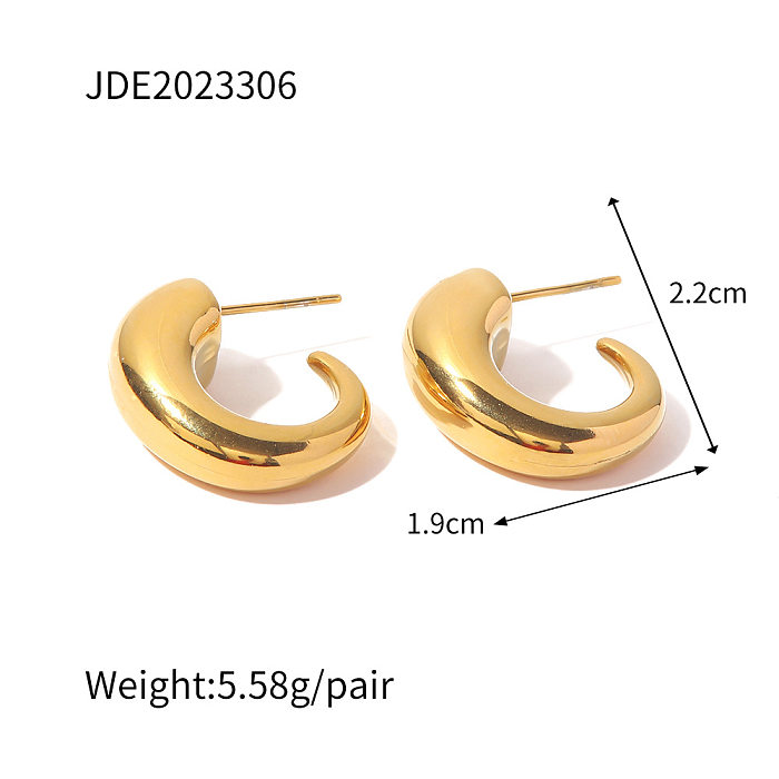 Fashion Geometric Stainless Steel  Gold Plated Earrings 1 Pair