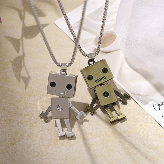 Hip-Hop Robot Stainless Steel Three-dimensional Pendant Necklace 1 Piece