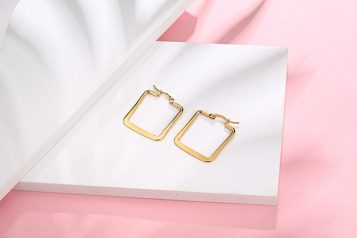 1 Piece Simple Style Square Plating Stainless Steel Earrings