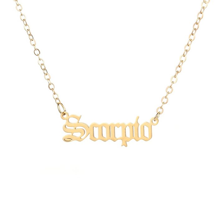 Mode 12 Konstellation Edelstahl Anhänger Jungfrau Gold Halskette