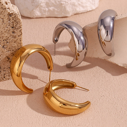 1 Pair Simple Style Classic Style C Shape Plating Stainless Steel  18K Gold Plated Ear Studs