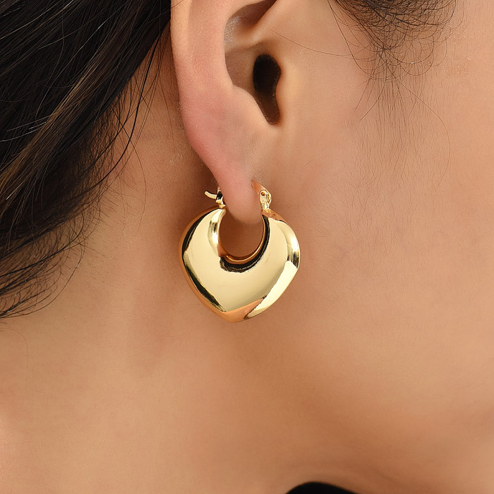 Einfache, runde, quadratische, herzförmige baumelnde Ohrringe aus Edelstahl mit Beschichtung aus Edelstahl, 1 Paar