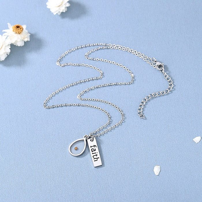 Elegant Romantic Simple Style Letter Water Droplets Stainless Steel Polishing Pendant Necklace