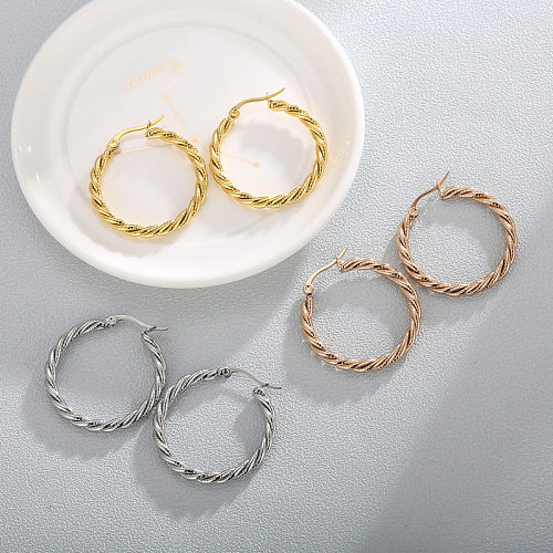 Fashion Spiral Stripe Stainless Steel Earrings Plating Stainless Steel  Earrings